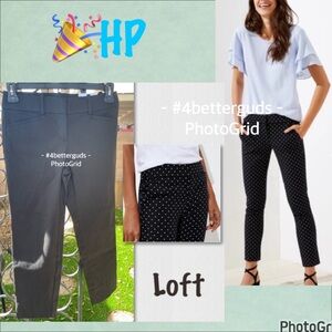 New LOFT Petite B&W Polka Dot Riviera Pant Cropped Cotton in Marisa Slim Fit 0P